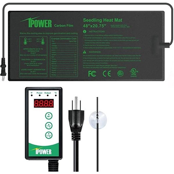 Ipower 48" x 20.75" Heat Mat (Black) and Heat Mat Thermostat Controller Combo GLHTMTCTRLV2PROL